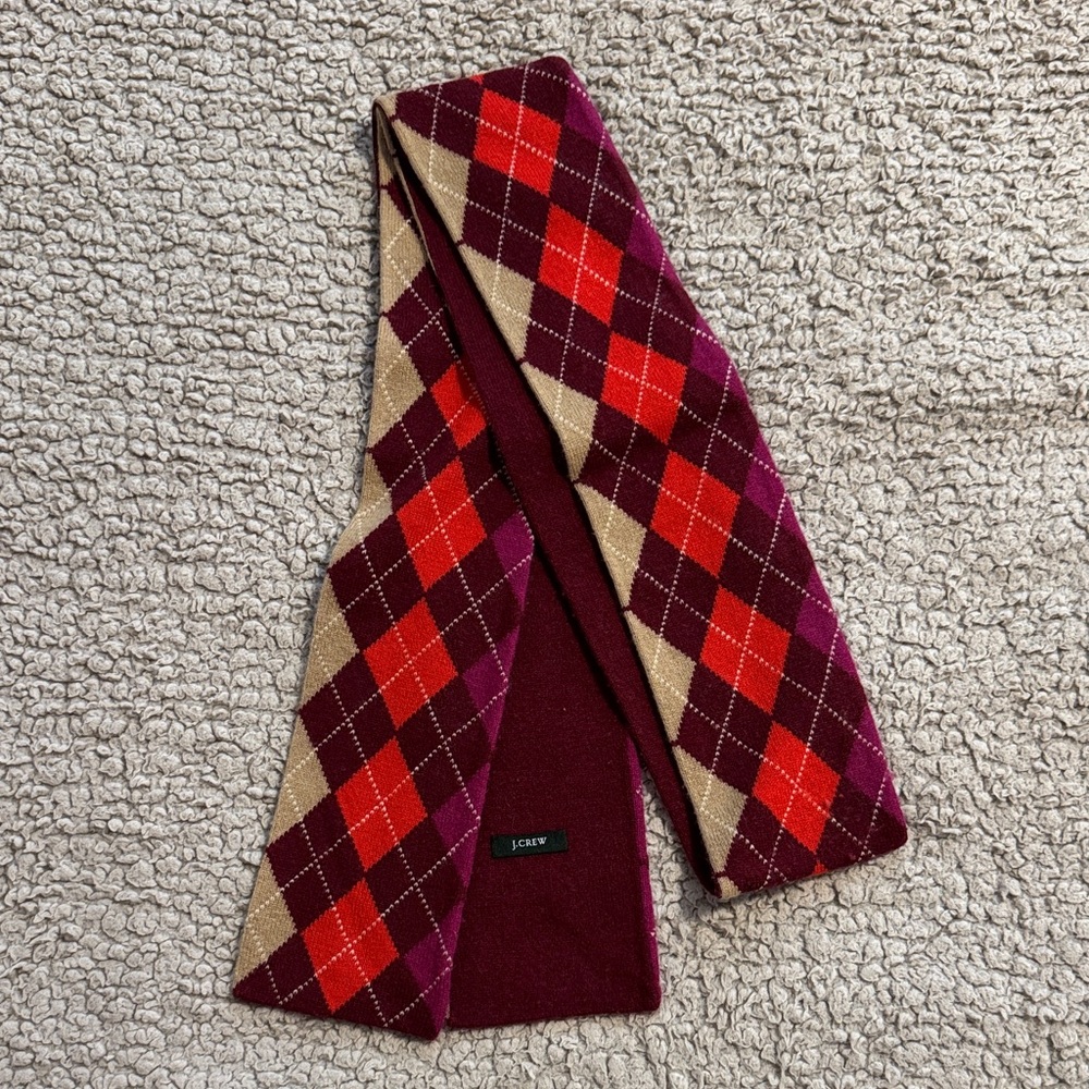 J. Crew Men's Argyle Scarf - Burgundy and Beige